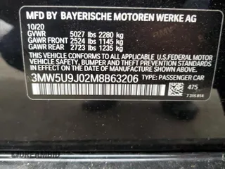 2021 BMW 3 Series M340i xDrive with VIN 3MW5U9J02M8B63206, listed as a Copart auction lot 75713254 with 33,876 mi miles and Salvage Title. Bid and sale history available at carsss.com. Image 12.