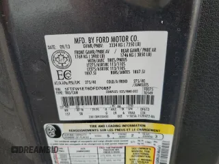 2013 Ford F-150 XL z VIN 1FTFW1ET6DFD70857, wystawiony jako Copart lot #65381525 z przebiegiem 188 997 mil mil oraz Czysty tytuł • Clean title. Historia ofert i sprzedaży dostępna na DreamBid. Obrazek 12.