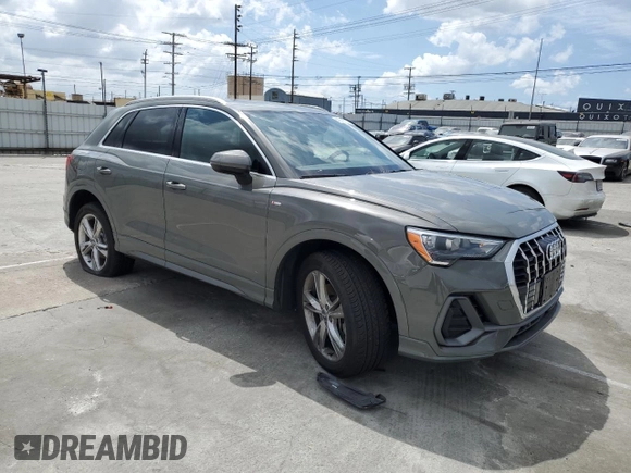 2020 Audi Q3 S line Premium with VIN WA1DECF32L1047366, listed as a Copart auction lot 48927274 with 0 mi miles and Salvage Title. Bid and sale history available at carsss.com. Image 4.