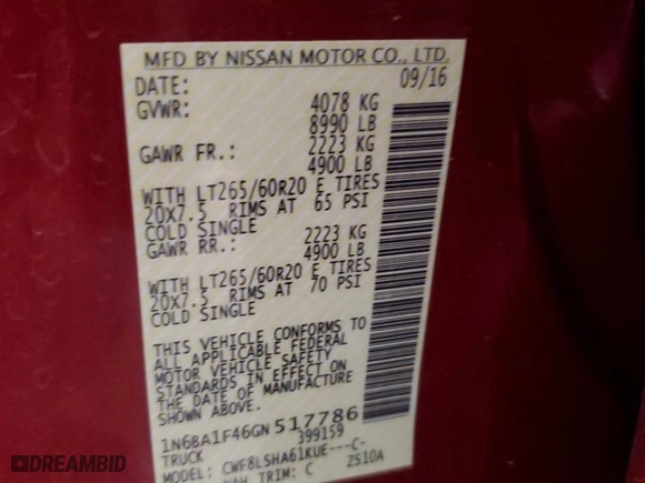 2016 Nissan Titan XD PRO-4X with VIN 1N6BA1F46GN517786, listed as a Copart auction lot 78948674 with 108,621 mi miles and Clean Title. Bid and sale history available at carsss.com. Image 12.