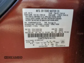 2015 Ford Taurus SEL with VIN 1FAHP2E96FG161735, listed as a Copart auction lot 61865294 with 148,070 mi miles and Salvage Title. Bid and sale history available at DreamBid. Image 15.