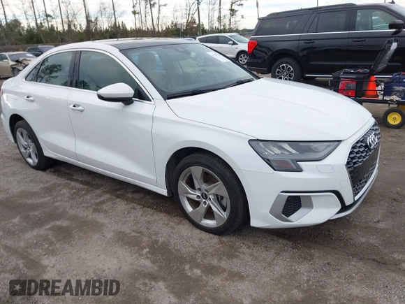 2022 Audi A3 Premium with VIN WAUAUDGY2NA033799, listed as a IAAI auction lot 41347881 with 46,067 mi miles. Bid and sale history available at carsss.com. Image 1.