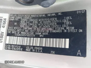 2007 Toyota Sienna CE with VIN 5TDZK23C57S022229, listed as a IAAI auction lot 42114684 with 252,985 mi miles. Bid and sale history available at carsss.com. Image 9.