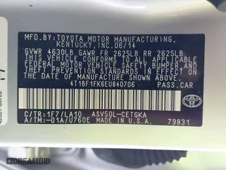 2014 Toyota Camry L with VIN 4T1BF1FK6EU840706, listed as a IAAI auction lot 39109449 with 164,746 mi miles. Bid and sale history available at carsss.com. Image 9.