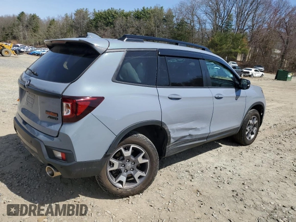 2023 Honda Passport TrailSport with VIN 5FNYF8H64PB032311, listed as a Copart auction lot 53532345 with 21,456 mi miles and Salvage title. Bid and sale history available at DreamBid. Image 3.