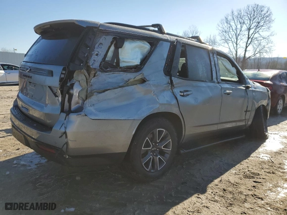 2023 Chevrolet Tahoe Z71 with VIN 1GNSKPKD6PR474169, listed as a Copart auction lot 45186835 with 58,611 mi miles and Salvage Title. Bid and sale history available at carsss.com. Image 3.