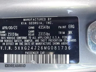 2021 Kia K5 LX with VIN 5XXG24J26MG081736, listed as a IAAI auction lot 41137554 with 56,312 mi miles. Bid and sale history available at carsss.com. Image 9.