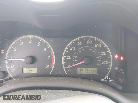 2009 Toyota Corolla with VIN JTDBL40E599045012, listed as a IAAI auction lot 42547853 with 177,766 mi miles and . Bid and sale history available at DreamBid. Image 7.