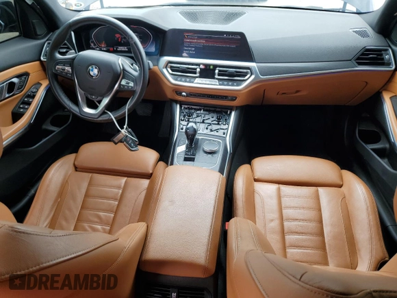2021 BMW 3 Series 330i xDrive with VIN 3MW5R7J08M8B50434, listed as a Copart auction lot 55814435 with 56,824 mi miles and Salvage title. Bid and sale history available at DreamBid. Image 8.