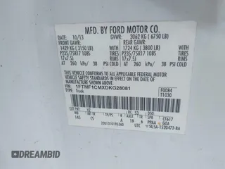 2013 Ford F-150 XL z VIN 1FTMF1CMXDKG28081, wystawiony jako IAAI lot #42404005 z przebiegiem 287 414 mil mil oraz . Historia ofert i sprzedaży dostępna na DreamBid. Obrazek 9.