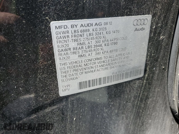 2013 Audi Q7 3.0T S line Prestige with VIN WA1DGAFE8DD003386, listed as a Copart auction lot 50720255 with 0 mi miles and Clean Title. Bid and sale history available at carsss.com. Image 13.