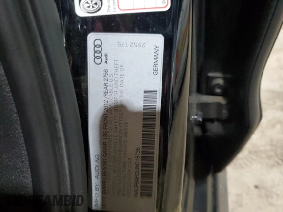 2018 Audi A6 Premium with VIN WAUF8AFC9JN018735, listed as a Copart auction lot 43585535 with 144,828 mi miles and Clean Title. Bid and sale history available at carsss.com. Image 13.