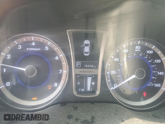 2013 Hyundai Azera с VIN KMHFG4JG5DA204636, выставлен на аукционе Copart как лот 59782945 с пробегом 74 494 миль миль и Списание • Salvage title. История ставок и продаж доступна на DreamBid. Изображение 9.