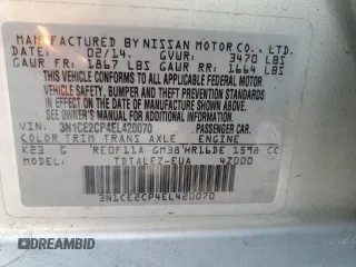 2014 Nissan Note S Plus with VIN 3N1CE2CP4EL420070, listed as a Copart auction lot 49951405 with 95,084 mi miles and Salvage Title. Bid and sale history available at DreamBid. Image 12.
