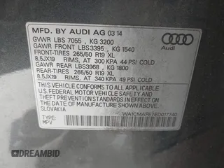 2014 Audi Q7 3.0L TDI Premium with VIN WA1CMAFE7ED017740, listed as a IAAI auction lot 41959691 with 112,521 mi miles. Bid and sale history available at carsss.com. Image 9.