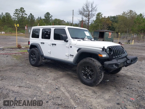 2021 Jeep Wrangler Unlimited Willys with VIN 1C4HJXDN0MW685716, listed as a IAAI auction lot 40837088 with 35,881 mi miles and . Bid and sale history available at DreamBid. Image 1.