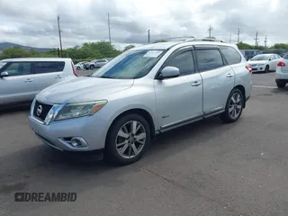 2014 Nissan Pathfinder Platinum Hybrid with VIN 5N1CR2MN2EC651300, listed as a IAAI auction lot 42417443 with 144,710 mi miles and . Bid and sale history available at DreamBid. Image 2.