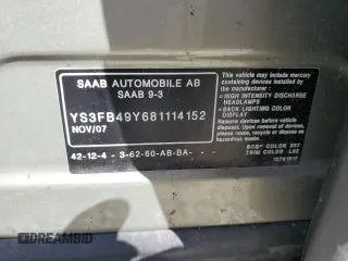 2008 Saab 9-3 with VIN YS3FB49Y681114152, listed as a Copart auction lot 71804154 with 106,570 mi miles and Salvage Title. Bid and sale history available at carsss.com. Image 13.