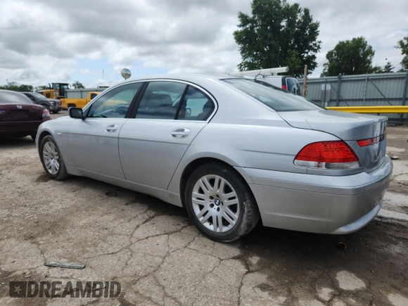 2003 BMW 7 Series 745i z VIN WBAGL63443DP63432, wystawiony jako Copart lot #60335925 z przebiegiem Nie podano mil oraz Szkoda całkowita • Salvage title. Historia ofert i sprzedaży dostępna na DreamBid. Obrazek 2.