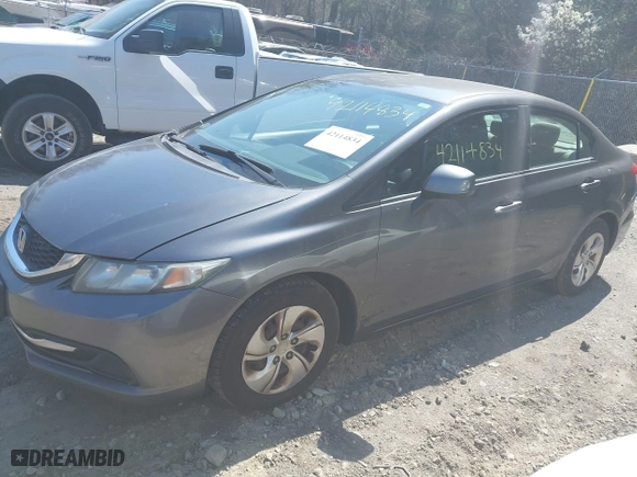 2013 Honda Civic Sdn LX with VIN 2HGFB2F59DH524429, listed as a IAAI auction lot 42114834 with 280,101 mi miles. Bid and sale history available at carsss.com. Image 2.