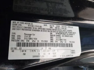 2018 Ford Focus Titanium with VIN 1FADP3N21JL289677, listed as a IAAI auction lot 42183812 with Not provided miles and . Bid and sale history available at DreamBid. Image 9.