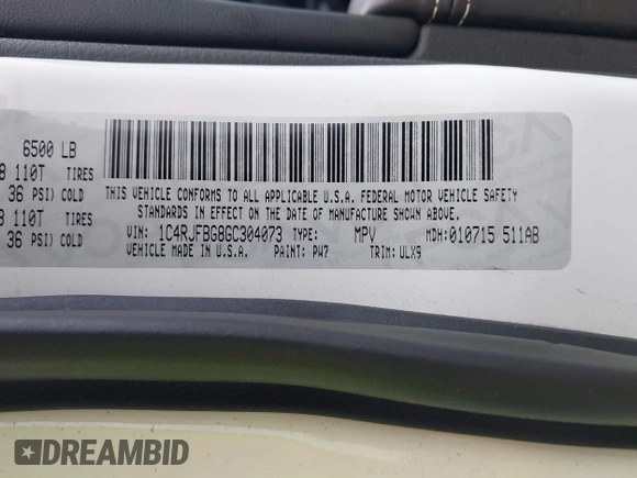 2016 Jeep Grand Cherokee Limited with VIN 1C4RJFBG8GC304073, listed as a IAAI auction lot 42535680 with 57,550 mi miles and . Bid and sale history available at DreamBid. Image 8.