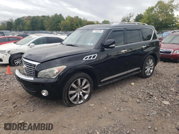 2012 Infiniti QX56 8-passenger with VIN JN8AZ2NC1C9315502, listed as a Copart auction lot 71638734 with 146,518 mi miles and Salvage Title. Bid and sale history available at carsss.com. Image 1.