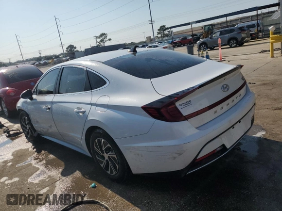 2022 Hyundai Sonata Hybrid Blue with VIN KMHL24JJ0NA048357, listed as a Copart auction lot 76069904 with 58,442 mi miles and Salvage Title. Bid and sale history available at carsss.com. Image 2.