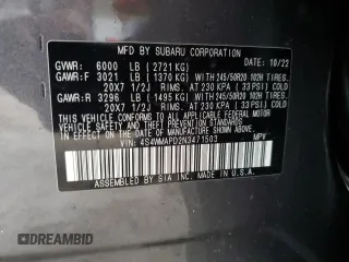 2022 Subaru Ascent Limited z VIN 4S4WMAPD2N3471503, wystawiony jako Copart lot #63987435 z przebiegiem 33 977 mil mil oraz Szkoda całkowita • Salvage title. Historia ofert i sprzedaży dostępna na DreamBid. Obrazek 14.