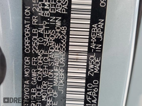 2017 Toyota Prius Two z VIN JTDKBRFU9H3566248, wystawiony jako Copart lot #56851065 z przebiegiem 66 409 mil mil oraz Szkoda całkowita • Salvage title. Historia ofert i sprzedaży dostępna na DreamBid. Obrazek 13.