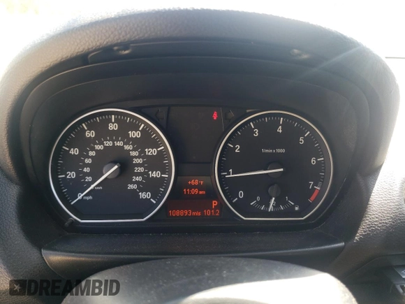 2013 BMW 1 Series 128i with VIN WBAUP9C58DVS94598, listed as a Copart auction lot 49297605 with 108,893 mi miles and Salvage title. Bid and sale history available at DreamBid. Image 9.