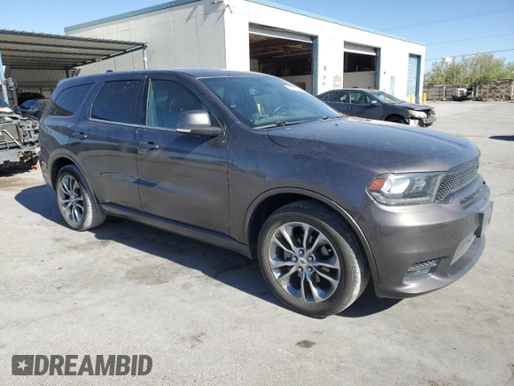 2019 Dodge Durango GT Plus with VIN 1C4RDHDG0KC650739, listed as a Copart auction lot 55260435 with 66,506 mi miles and Salvage title. Bid and sale history available at DreamBid. Image 4.