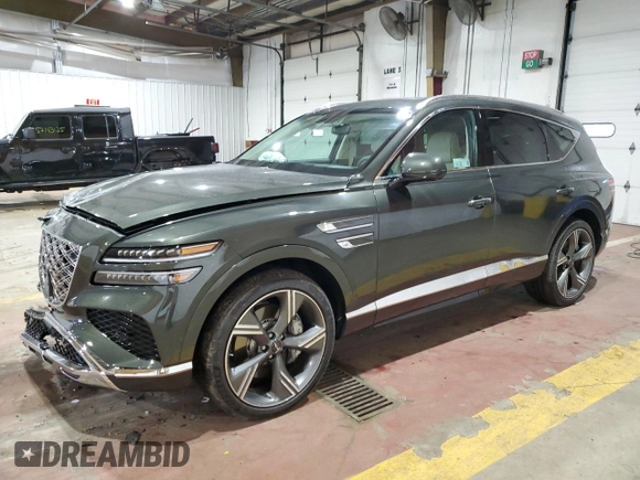 2025 Genesis GV80 Prestige z VIN KMUHEESC4SU250360, wystawiony jako Copart lot #55827155 z przebiegiem 3 214 mil mil oraz Szkoda całkowita • Salvage title. Historia ofert i sprzedaży dostępna na DreamBid. Obrazek 1.