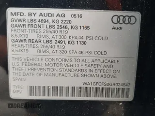 2016 Audi Q3 Prestige z VIN WA1GFCFS0GR024547, wystawiony jako Copart lot #59805545 z przebiegiem 57 923 mil mil oraz Szkoda całkowita • Salvage title. Historia ofert i sprzedaży dostępna na DreamBid. Obrazek 13.