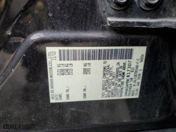 2011 Nissan Maxima 3.5 S with VIN 1N4AA5AP9BC817307, listed as a Copart auction lot 42969855 with 132,875 mi miles and Salvage Title. Bid and sale history available at carsss.com. Image 12.