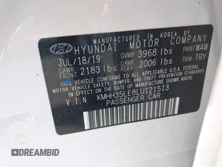 2020 Hyundai Elantra GT with VIN KMHH35LE8LU121513, listed as a IAAI auction lot 41933447 with 36,008 mi miles. Bid and sale history available at carsss.com. Image 9.