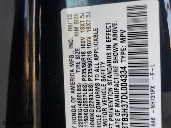 2013 Acura RDX with VIN 5J8TB3H37DL004334, listed as a Copart auction lot 44413725 with 135,206 mi miles and Salvage Title. Bid and sale history available at carsss.com. Image 12.