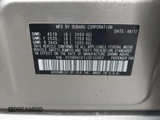 2018 Subaru Legacy Premium with VIN 4S3BNAC61J3010083, listed as a IAAI auction lot 42703020 with 146,492 mi miles and . Bid and sale history available at DreamBid. Image 9.