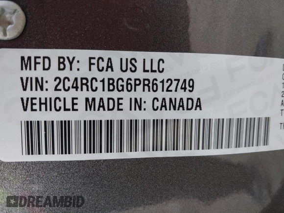 2023 Chrysler Pacifica Touring L with VIN 2C4RC1BG6PR612749, listed as a IAAI auction lot 42612932 with 69,931 mi miles and . Bid and sale history available at DreamBid. Image 9.