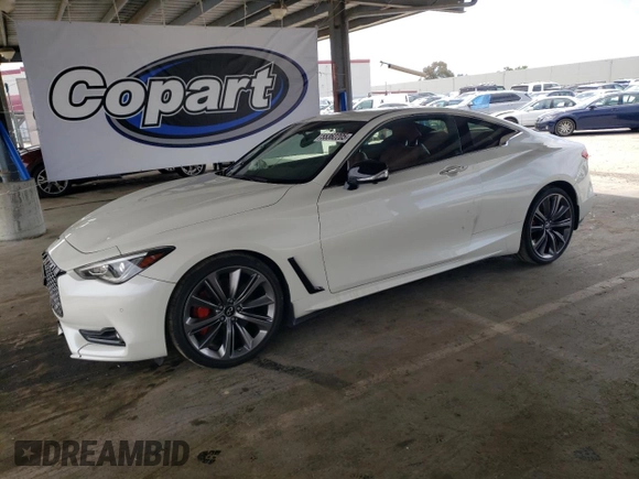 2021 Infiniti Q60 Red Sport 400 with VIN JN1FV7LK3MM530224, listed as a Copart auction lot 55362205 with 17,245 mi miles and Salvage title. Bid and sale history available at DreamBid. Image 1.