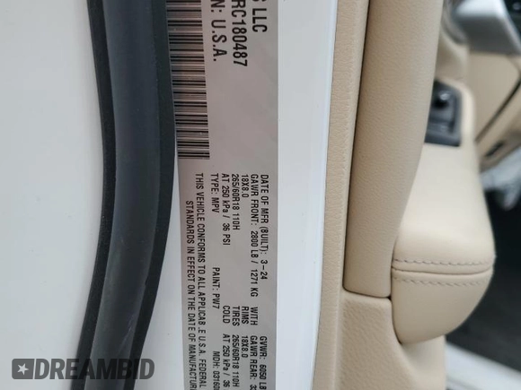 2024 Jeep Grand Cherokee Limited with VIN 1C4RJHBG7RC180487, listed as a Copart auction lot 54525145 with 9,821 mi miles and Salvage title. Bid and sale history available at DreamBid. Image 13.