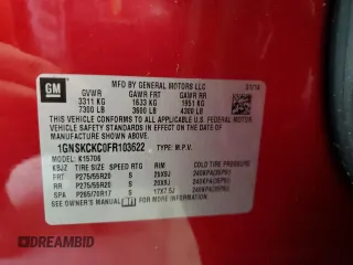 2015 Chevrolet Tahoe LTZ z VIN 1GNSKCKC0FR103622, wystawiony jako Copart lot #54217505 z przebiegiem 126 220 mil mil oraz Szkoda całkowita • Salvage title. Historia ofert i sprzedaży dostępna na DreamBid. Obrazek 13.