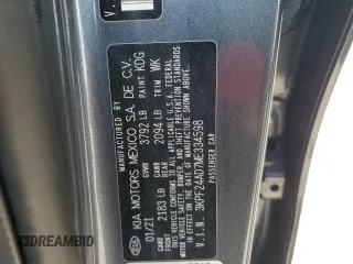 2021 Kia Forte LXS with VIN 3KPF24AD7ME334598, listed as a Copart auction lot 50231785 with 37,448 mi miles and Salvage Title. Bid and sale history available at DreamBid. Image 12.