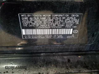2007 Lexus IS 250 with VIN JTHCK262472009244, listed as a Copart auction lot 58128925 with 182,661 mi miles and Salvage title. Bid and sale history available at DreamBid. Image 13.