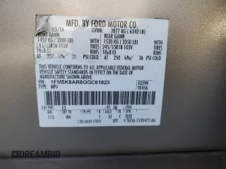 2016 Ford Utility Police Interceptor with VIN 1FM5K8AR8GGC61823, listed as a Copart auction lot 84832484 with 0 mi miles and Salvage Title. Bid and sale history available at carsss.com. Image 13.