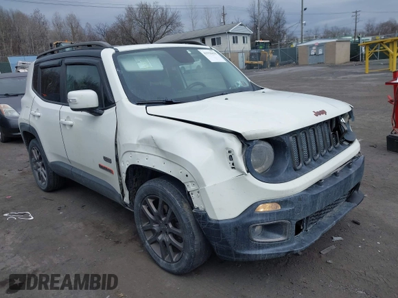2016 Jeep Renegade Latitude with VIN ZACCJBBT7GPE10859, listed as a IAAI auction lot 41918438 with 117,036 mi miles. Bid and sale history available at carsss.com. Image 1.