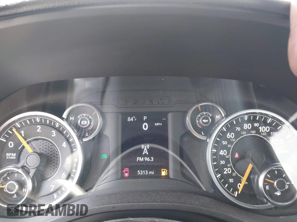 2022 Ram 1500 Big Horn with VIN 1C6SRFFT3NN456823, listed as a IAAI auction lot 42417659 with 5,313 mi miles and . Bid and sale history available at DreamBid. Image 7.