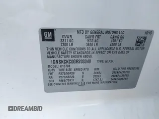 2016 Chevrolet Tahoe LTZ with VIN 1GNSKCKC0GR203348, listed as a IAAI auction lot 42220438 with 108,657 mi miles and . Bid and sale history available at DreamBid. Image 9.