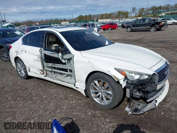 2014 Infiniti Q50 Premium with VIN JN1BV7AR9EM701624, listed as a IAAI auction lot 41711699 with 119,418 mi miles. Bid and sale history available at carsss.com. Image 1.