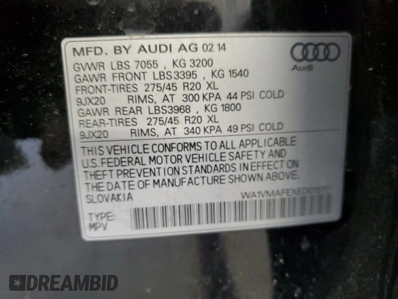 2014 Audi Q7 3.0L TDI Prestige with VIN WA1VMAFEXED015117, listed as a Copart auction lot 70766274 with 85,109 mi miles and Clean Title. Bid and sale history available at carsss.com. Image 14.